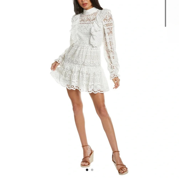 NWT Sea New York Patrizia Lace Open Back Mini Dress in White Size 6 - Picture 8 of 15